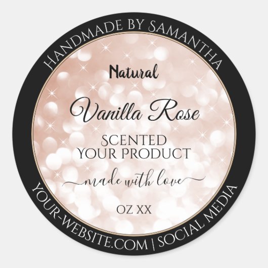 Luxuriöse Rose Gold Glitzer Produktverpackungsmark Runder Aufkleber (Vorderseite)
