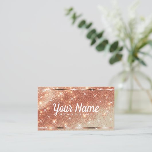 Luxuriöse Rose Gold Glitzer Sand Sparkling Stars C Visitenkarte (Stehend Vorderseite)