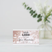 Luxuriöse Rose Gold Glitzer Spark Stars Logo Weiß Visitenkarte (Stehend Vorderseite)