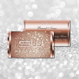Luxuriöse Rose Gold Glitzer Sparkle Große Monogr Visitenkarte