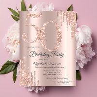Luxuriöse Rose Gold Glitzer Tropfen 50. Geburtstag