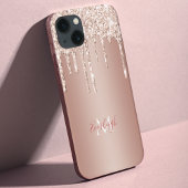 Luxuriöse Rose Gold Glitzer Tropfen mit Name/Monog Case-Mate iPhone Hülle