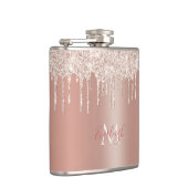 Luxuriöse Rose Gold Glitzer Tropfen mit Name/Monog Flachmann (Rechts)
