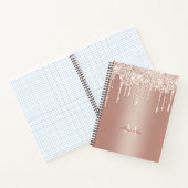 Luxuriöse Rose Gold Glitzer Tropfen mit Name/Monog Notizblock (Innenseite)