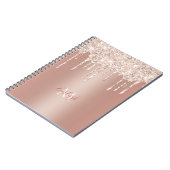 Luxuriöse Rose Gold Glitzer Tropfen mit Name/Monog Notizblock (Linke Seite)