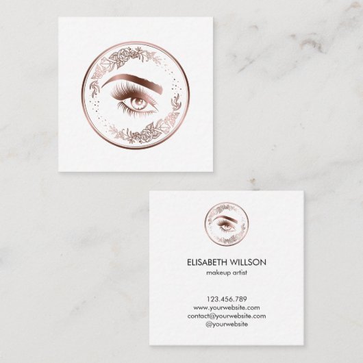 Luxuriöse Rose Gold Lashes Circle Eyes Brows Quadratische Visitenkarte (Vorne/Hinten)