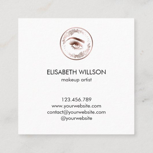 Luxuriöse Rose Gold Lashes Circle Eyes Brows Quadratische Visitenkarte (Rückseite)