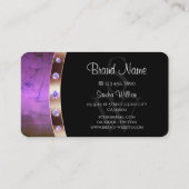 Luxuriöse Rose Gold Lila Black Initials Rhinestone Visitenkarte (Rückseite)