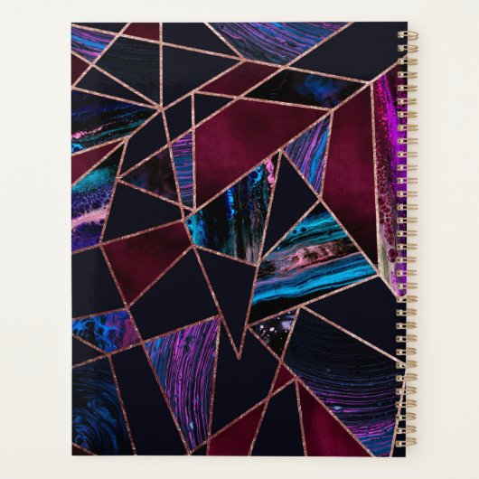 Luxuriöse Rose Gold Liquid Paint Marble Geometric Planer (Rückseite)