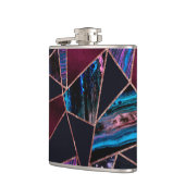 Luxuriöse Rose Gold Liquid Paint Marble Geometrie Flachmann (Links)