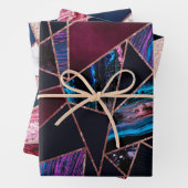 Luxuriöse Rose Gold Liquid Paint Marble Geometrie Geschenkpapier Set (Beispiel)