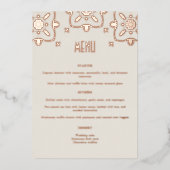 Luxuriöse Rose Gold Mediterrane Tile Wedding Menü (Vorderseite)