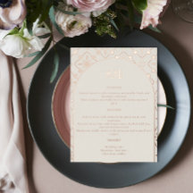 Luxuriöse Rose Gold Mediterrane Tile Wedding Menü