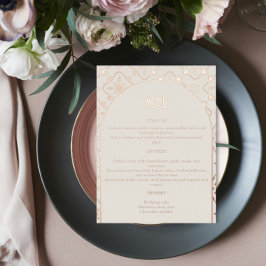 Luxuriöse Rose Gold Mediterrane Tile Wedding Menü
