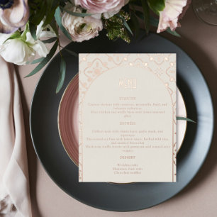 Luxuriöse Rose Gold Mediterrane Tile Wedding Menü