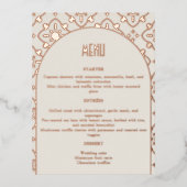 Luxuriöse Rose Gold Mediterrane Tile Wedding Menü (Vorderseite)
