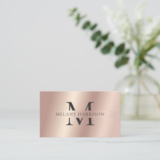 Luxuriöse Rose Gold Metallic Foil Elegante Visitenkarte (Stehend Vorderseite)