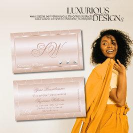Luxuriöse Rose Gold mit Diamanten und Monogram Nob Visitenkarte