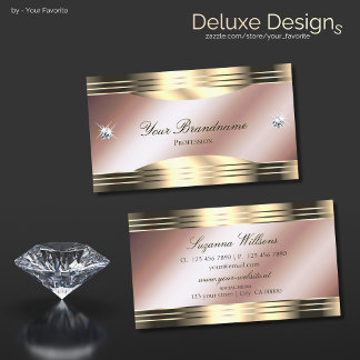 Luxuriöse Rose Gold mit Shiny Diamonds dekoriert Visitenkarte