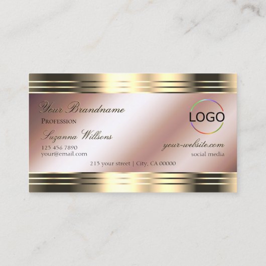 Luxuriöse Rose Gold mit Shiny Diamonds und Logo Visitenkarte (Rückseite)