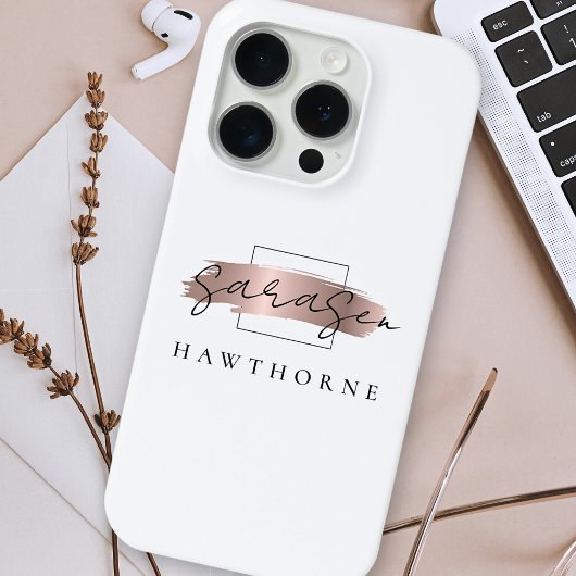 Luxuriöse Rose Gold Monogram Elegant Brush Stroke Case-Mate iPhone Hülle