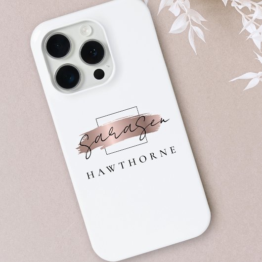 Luxuriöse Rose Gold Monogram Elegant Brush Stroke Case-Mate iPhone Hülle