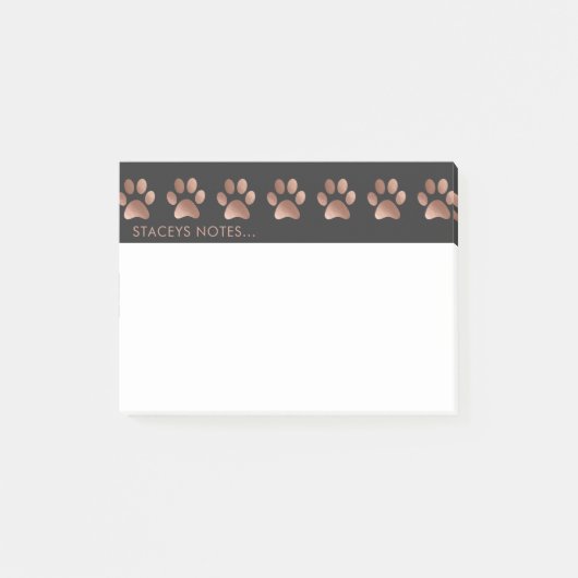 Luxuriöse Rose Gold Paw Print Animal Lover Post-it Klebezettel (Vorderseite)