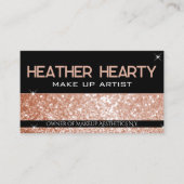 Luxuriöse Rose Gold Peach Black Glitzer Glam Glamo Visitenkarte (Vorderseite)