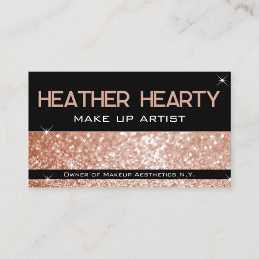 Luxuriöse Rose Gold Peach Pink Glitzer mit QR Code Visitenkarte (Vorderseite)