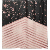 Luxuriöse Rose Gold Pink Black Zickzack Paint Spri Duschvorhang (Vorderseite)