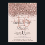 Luxuriöse Rose Gold Pink Glitzer Confetti Sweet 16 Einladung<br><div class="desc">Das elegante, glamouröse und moderne 16 . Geburtstag Geburtstagsfest lädt zum zeitgenössischen und stilvollen Teenager ein. Es verfügt über ein Imitat gedruckt Rose Gold funkelnd Glitzer Konfetti gesprenkelt Farbe Block auf einem einfachen rot rosa Hintergrund mit einer großen Zahl "16" in einem passenden rosa goldfarben. Die Rückseite zeigt den gleichen...</div>