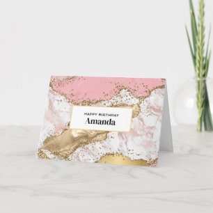 Luxuriöse Rose Gold Pink Marmor Design Geburtstag Karte