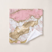 Luxuriöse Rose Gold Pink Marmordesign Badhandtuch Set (Waschlappen)