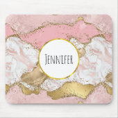 Luxuriöse Rose Gold Pink Marmordesign Mousepad (Vorne)