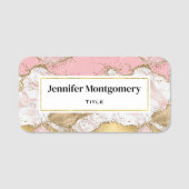 Luxuriöse Rose Gold Pink Marmordesign Namensschild (Vorderseite)