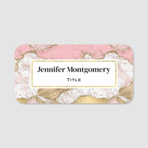 Luxuriöse Rose Gold Pink Marmordesign Namensschild