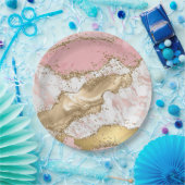 Luxuriöse Rose Gold Pink Marmordesign Pappteller (Party)