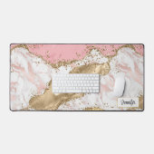 Luxuriöse Rose Gold Pink Marmordesign Schreibtischunterlage (Tastatur & Maus)
