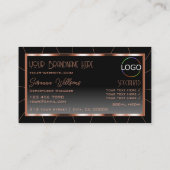 Luxuriöse Rose Gold Schwarz mit Logo Luxus Visitenkarte (Rückseite)