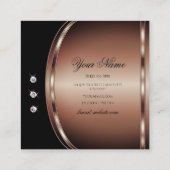 Luxuriöse Rose Gold Schwarze Sparkling Imitate Rhi Quadratische Visitenkarte (Rückseite)