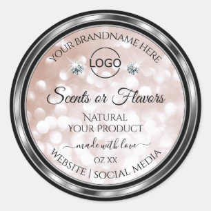 Luxuriöse Rose Gold Shimmer Produktsiegel Juwelen Runder Aufkleber