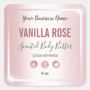 Luxuriöse Rose Gold Shiny Body Butter Labels Quadratischer Aufkleber