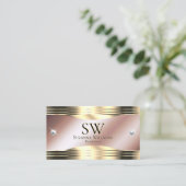 Luxuriöse Rose Gold Shiny Diamonds und Monogram Visitenkarte (Stehend Vorderseite)