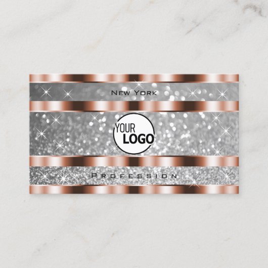 Luxuriöse Rose Gold Silver Glitzer Stars hinzufüge Visitenkarte (Vorderseite)