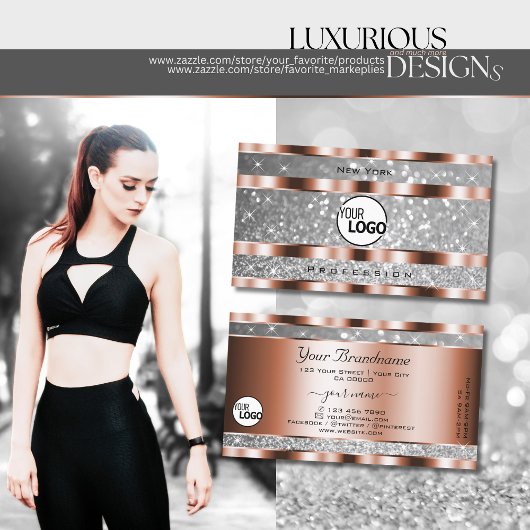 Luxuriöse Rose Gold Silver Glitzer Stars hinzufüge Visitenkarte