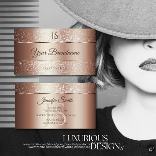 Luxuriöse Rose Gold Sparkle Glitzer und Initialen Visitenkarte
