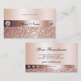 Luxuriöse Rose Gold Sparkling Glitzer und Diamante Visitenkarte