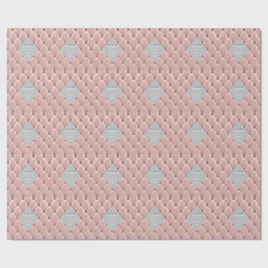 Luxuriöse Rose Gold Tufted Monogram Geschenkpapier (Flach)