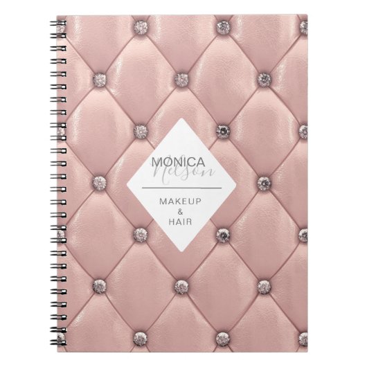 Luxuriöse Rose Gold Tufted Monogram Notizblock (Vorderseite)