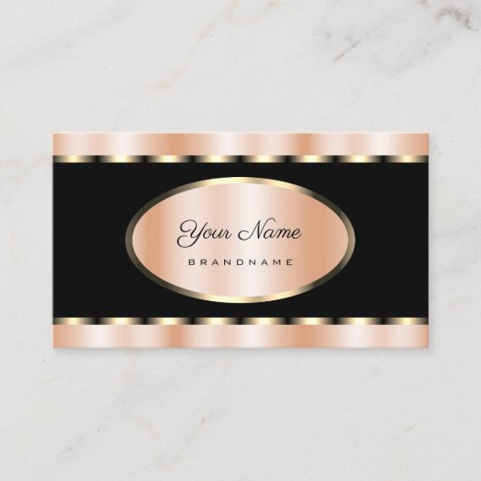Luxuriöse Rose Gold und Schwarz Beruflich Visitenkarte (Vorderseite)